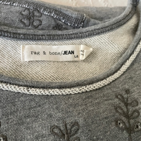 Rag Bone Jean Embroidered Sweatshirt Dress Womens L Eyelet Boho Minimalist Comfy - Picture 5 of 7